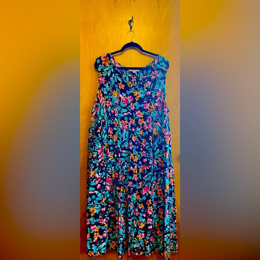 Woman Within Floral 100% Cotton Maxi Dress